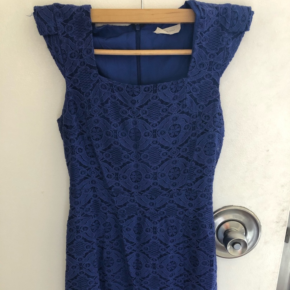 Blue lace formal dress
